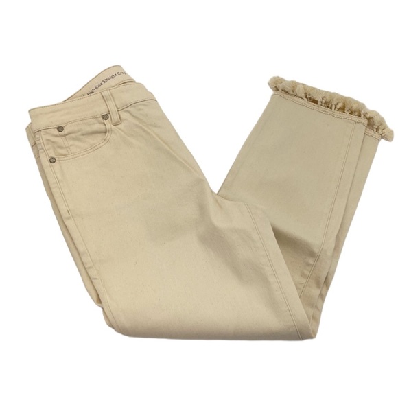 NWOT Talbots Tassel Crop Denim Pants 10 Cream - Picture 12 of 16